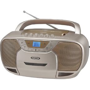 JENSEN CD-590-C CD-590 1-Watt Portable Stereo CD and Cassette Player/Recorder with AM/FM Radio and Bluetooth (Champagne)