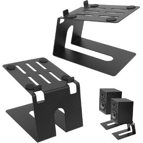 Desktop Speaker Stands 1 Pair,Bookshelf Speaker Stand,Metal Speaker Stands with Vibration Absorption Pads,5°Incline Computer Speaker Stand, Better Audio Experience, Black