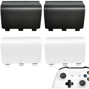 4 Pcs Battery Cover Replacement for Xbox One/One S/One X Controller[NOT for Xbox Series X/S],Battery Back Shell Covers,Battery Cover Door Repair Part Compatible with Xbox One Controller(Black&White)