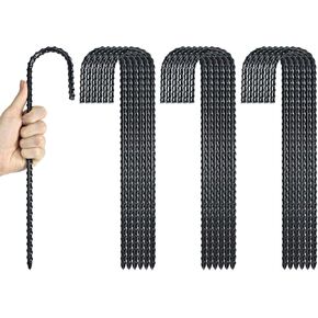12 Inch Rebar Stakes Heavy Duty J Hook, Coated Steel Ground Stakes Tent Stakes Ground Anchors for Chain Link Fence Stakes and Trampoline Stakes (12)
