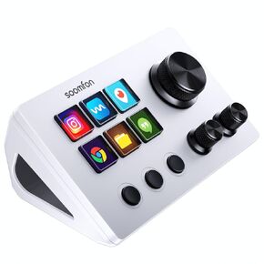 SOOMFON Stream Controller SE Stream Control Deck with 6 Macro Keys & Dashboard Customizable LCD Buttons White to Trigger Actions in OBS Twitch YouTube Compatible with PC & Mac Removable Stand