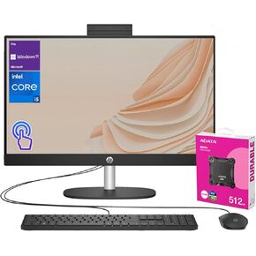 HP Pro 24 All-in-One Desktop, 23.8" FHD Touchscreen, Intel i5-1335U, 32GB RAM, 2TB SSD, Webcam, Integrated Dual Array Digital Microphones, Windows 11 Pro, Bundle with Adata 512GB External SSD