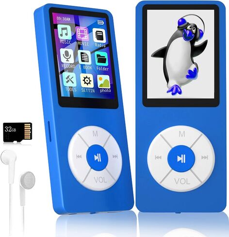 MP3 Player with 32GB TF Card,Built-in HD Speaker,Portable HiFi Music Player with Video/Voice Recorder/FM Radio/Photo Viewer/E-Book Player for Kids in Saudi Arabia