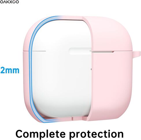 Oakxco لحافظة Airpods Pro الجيل الثالث، حافظة Airpods 3 Gen من السيليكون، حافظة Airpods من الجل المطاطي الناعم للنساء والفتيات اللطيفة، غطاء واقٍ بقفل، برتقالي نيون in Saudi Arabia