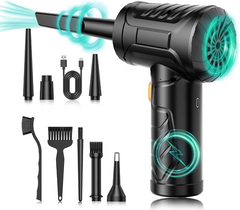 Compressed Air Duster, Futuristic 3 Gear to 110000 RPM Electric Air Duster, Rechargeable Cordless Air Blower with LED Light for Computer Keyboard, Computer Cleaning Kit Replaces Compressed Air Cans in Kuwait