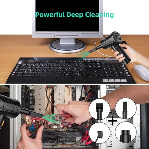 Compressed Air Duster, Futuristic 3 Gear to 110000 RPM Electric Air Duster, Rechargeable Cordless Air Blower with LED Light for Computer Keyboard, Computer Cleaning Kit Replaces Compressed Air Cans in Kuwait