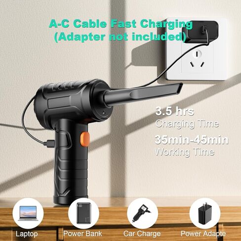 Compressed Air Duster, Futuristic 3 Gear to 110000 RPM Electric Air Duster, Rechargeable Cordless Air Blower with LED Light for Computer Keyboard, Computer Cleaning Kit Replaces Compressed Air Cans in Kuwait