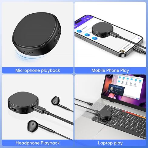 64GB Digital Voice Recorder with Playback - 3072Kpbs HD Dual Microphone Tape Voice Recorder with Noise Reduction, 4800 Hours Audio Recording Device for Interviews/Meetings/Courses in Saudi Arabia