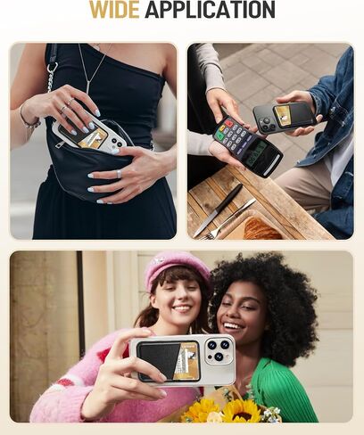 Senose Phone Wallet, Premium Leather Phone Wallet Stick on, Stronger Adhesive Credit Card Holder for Back of Phone Case, Phone Card Holder Compatible for iPhone, Samsung, and Android - 2Pack Black in Kuwait