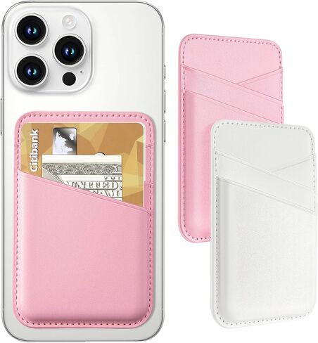 Senose Phone Wallet, Premium Leather Phone Wallet Stick on, Stronger Adhesive Credit Card Holder for Back of Phone Case, Phone Card Holder Compatible for iPhone, Samsung, and Android - 2Pack Black in Kuwait