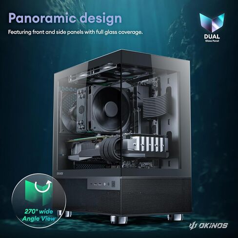 Aqua 3 Air, Micro ATX Case, MATX PC Case with 3 X 120mm 3-Pin Non-PWM Fans (No ARGB) Pre-Installed, Panoramic View Tempered Glass Front & Side Panel, with Type C Port, Black in Saudi Arabia