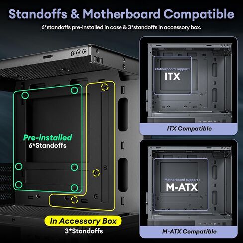 Aqua 3 Air, Micro ATX Case, MATX PC Case with 3 X 120mm 3-Pin Non-PWM Fans (No ARGB) Pre-Installed, Panoramic View Tempered Glass Front & Side Panel, with Type C Port, Black in Saudi Arabia