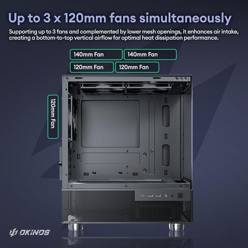 Aqua 3 Air, Micro ATX Case, MATX PC Case with 3 X 120mm 3-Pin Non-PWM Fans (No ARGB) Pre-Installed, Panoramic View Tempered Glass Front & Side Panel, with Type C Port, Black in Saudi Arabia