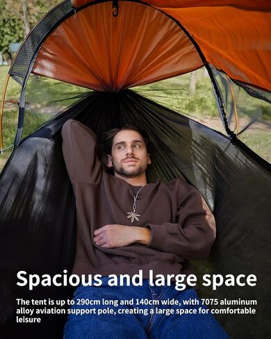 Camping Hammock Tent with Mosquito Net and Sunshade, Extra Large for 2 Person, Lightweight Hanging Hammocks Tree Straps, Bivvy Ground Tent for Outside, Hiking, and Travel in Kuwait