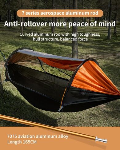 Camping Hammock Tent with Mosquito Net and Sunshade, Extra Large for 2 Person, Lightweight Hanging Hammocks Tree Straps, Bivvy Ground Tent for Outside, Hiking, and Travel in Kuwait