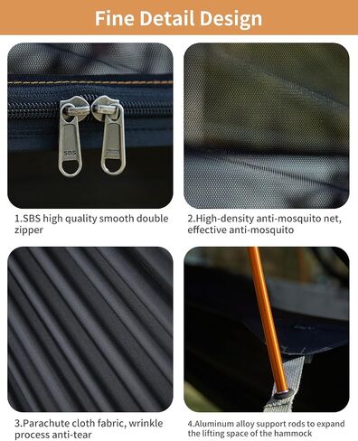 Camping Hammock Tent with Mosquito Net and Sunshade, Extra Large for 2 Person, Lightweight Hanging Hammocks Tree Straps, Bivvy Ground Tent for Outside, Hiking, and Travel in Kuwait