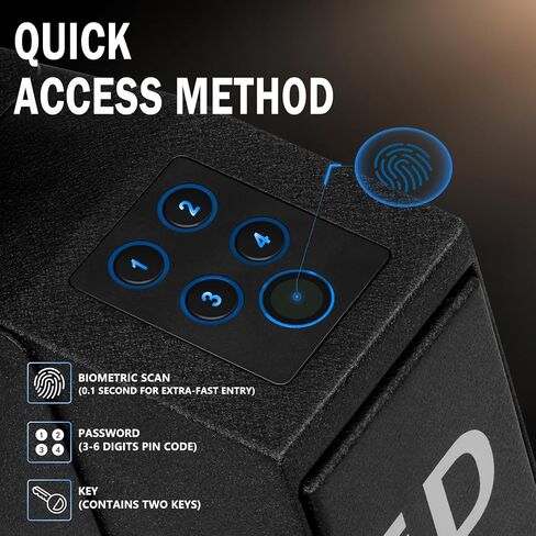 Urban Deco Handgun Gun Safe for Nightstand, Desk, Bed Side - Pistol Safe, Hand Gun Safe for Car, Biometric Gun Safe for Handgun with Fingerprint, PIN Code, Key Access in Saudi Arabia