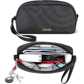 Lacdo Electronics Organizer Travel Case, Travel Bag Cable Organizer for Essentials, Water Resistant Tech Accessories Carry Storage for Cord, Phone, Cables, Airpods, USB Flash Drive, Daily Items, Black