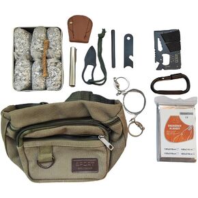 Fire Starter 6 Bag Magnesium Survival Gear First Aid Kit and Emergency Blanket Multi Purpose Tool Saw Ferro Rod Strike Wax Rope for Camping Hiking Hunting Earthquake, Outdoor Adventure, Gifts