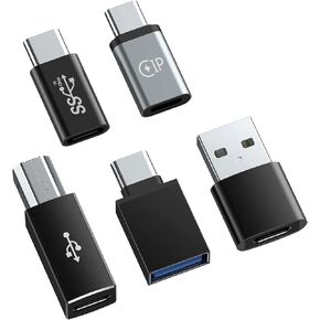 USB A to USB C,Type C Female to USB Male,Type C Male to Type C Female,Type C to USB B iPhone Female to Type c Compatible Samsung Galaxy,Laptop(5packs)