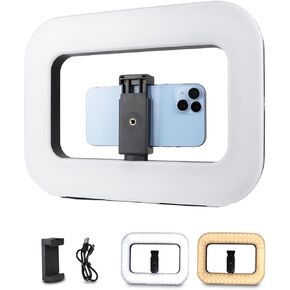 Smartphone Video Rig with Light, Handheld Ring Selfie Light Kit, LED Mobile Video Stabilizer with Built-in 8000mAh Battery for Camera, Smartphone, YouTube, TikTok Video Recording, Makeup