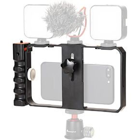 New PC20 Mobile Phone Cage Video Rig for iPhone Samsung LG Smartphone Super Lightweight with 3 Cold Shoes for Microphones, Monitor, Lights and Thump-Drive Handles