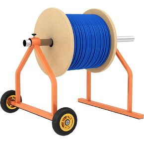 Wire Spool Rack, Collapsible Wheeled Wire Dispenser Holds up to 28" Diameter Spools, Light Weight Electrical Wire Spool Holder, Roll Rack Wire Dispenser for Cord Reels, Winders (No Rod)