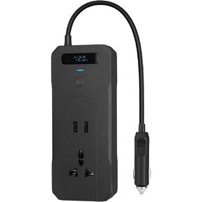 AUTTGINN 200W Car Power Inverter DC 12v to 110v AC Car Plug Adapter Outlet Converter with 24W 3.1A USB and 30W Dual USB-C Car Charger for Laptop Computer Phnoe