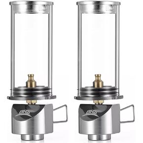 BRS Camping Outdoor Portable Wickless Gas Windproof Lighting Lantern Dreamlike Candle Lamp （2 Pcs）