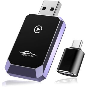 Wireless CarPlay Adapter, Convert Wired to Wireless Apple CarPlay Adapter, Mini Wireless CarPlay Adapter for iPhone 6+ and Cars from 2016, Supports Voice Commands Via Siri