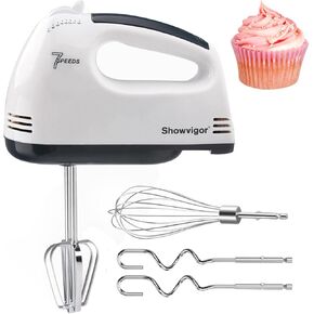 Handmixer Electric Handheld - 7 سرعات محمولة خلاط المطبخ الكهربائي مع 5 ملحقات من الفولاذ المقاوم للصدأ ، خفاش الطعام لخلط الكعك ملفات تعريف الارتباط ، الطهي ، الخبز
