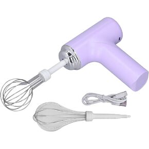Electric Hand Mixer Whisk, 3 Speed Handheld Electric with Charging Cable, Small Lightweight Mixer Electric Handheld for Egg, Milkshake Cream, Cake, Baking (), Purple,