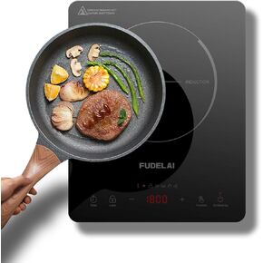 Portable Induction Cooktop 1800W Countertop Burner with 20 Temp/Power Settings, Child Lock & Turbo Cooling - 6.9" Sensor Coil, Hot Pot Mode, RV/Camping Safe Cooker for Dorm RV Kitchen (Black)