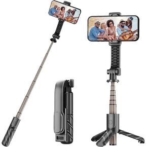 Cell Phone Selfie Stick, Portable Retractable Tripod Holder with Wireless Remote Control, Live Streaming, Video Recording, for Photograph Compatible with iPhone, Android and More