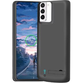 Battery Case for Samsung Galaxy S21 5G, 4800mAh Rechargeable Extended Battery Charging Charger Case, Add 100% Extra Juice, Not fit for S21+ or S21 Ultra (6.2 inch) Black