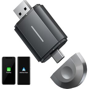 TOGUARDGO Wireless Carplay Adapter Android Auto Adapter Plug & Plug, Two Channel Connection, Online Update, for Cars with OEM Android Auto & Wired CarPlay (2016-2024), 10s Auto-Connect