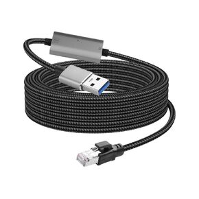 CERRXIAN USB A to Ethernet Cable 6.5 FT, Gigabit RJ45 LAN to Type A Adapter, Directly Connected Cat Network Cable Converter to Type A Cable Compatible for Laptop, Desktop PC, Switch, TV Box