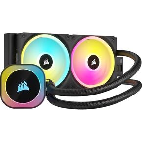 CORSAIR ICUE LINK H100I RGB CPU CPU مبرد - 240 مم AIO - معجبين QX120 RGB - FITS Intel® LGA 1700 ، AMD® AM5 - ICUE LINK SYSTEM HUB المضمّن - الأسود (متجدد) in Kuwait