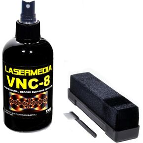 Vinyl Record Cleaning Kit VRCB-K-8 with 8 Oz Bottle of VNC-8 Cleaning Fluid, Record Cleaning Brush and Stylus Cleaning Brush by TME Lasermedia