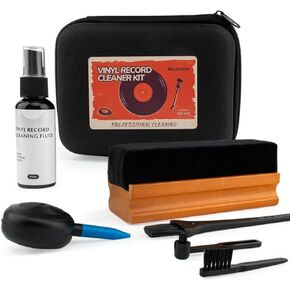 Vinyl Record Cleaning Kit, All-in-One Record Care Kit with Record Brush and Vinyl Cleaning Brush, Record Cleaning kit with Cleaning Solution