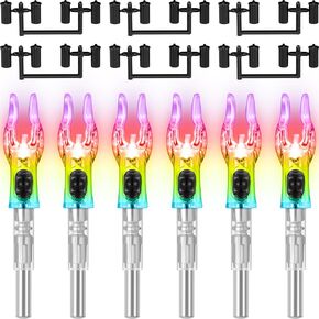 6 Sets/ 12 Sets Light up Nocks for Arrows with .204/ .233/ .244/ .246 with On/Off Switch with X, H, S, GT Bushings Lighted Arrow Nock LED Nock for Hunting Shooting