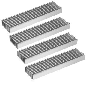 10Pcs Aluminum Heat Sink, Silver Tone Aluminium Radiator Heatsink Cooling Fins Cooler for Led Amplifier Transistor IC Module, 100x25x10mm/4 x1 x0.4