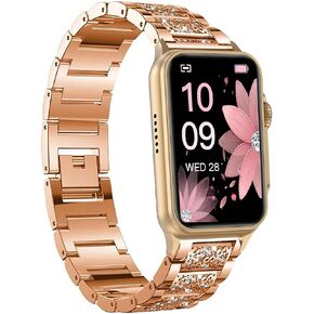 Compatible for FITVII Smart Watch Bands, 18mm, 20mm, 22mm Women Jewelry Bling Diamond Metal Dressy Strap Adjustable Replacement Strap Compatible for FITVII HM57, HM78, HM68, HM21, H56, H86 Smart Watch Fitness Tracker