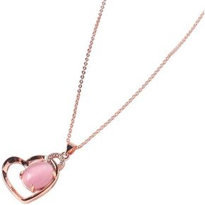 Sterling Silver Heart Necklace Rose Jewelry Pendant With Long Chain Gift for Wife & Girlfriend