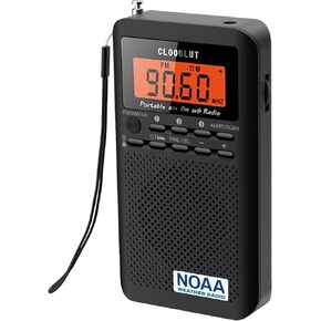Weather Radio FM/AM/WB Transistor Power by AA Battery with Backlight Keyboard/Alarm Clock/Sleep Timer,Stereo Earphone Jack,Best Reception,Best Sound Quality Pocket for Walking