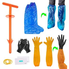 39PACK Field Cleaning Tool for Deer Gutting Cleaning,Big Game Dressing Tool, Including Long & Short Gloves and Shoe Covers, Wet wipes. Deer Cleaning Kit Hunting Accessories And Field Dressing Gloves