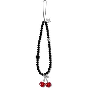 Cherry Phone Lanyard, Beaded Phone Bracelet Strap Cell Phone Chain Cute Phone Wrist Wristlet Strap Beaded Phone Charm for Family Friends Birthday Anniversary