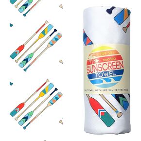 Luv Bug Kids UPF Pool/Beach Towel with Hood, Sunscreen Towel, UV Protection, UPF 50+, Sand Free Absorbent & Quick Dry Swimming Towel for Beaches, Camping, & Travel (30.5" x 40.5", Oars)