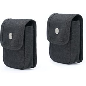 Tintirs 2 Pack EDC Belt Pouches for Men Women, Compact Holster Pouches Waist Bags with Belt Loop for Fishing, Hiking, Camping, Durable Snap Closure, Premium Waxed Canvas, Black Small
