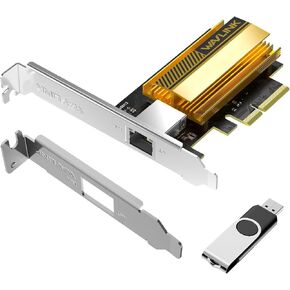 WAVLINK 10G Base-T PCIe Network Card, 10000/5000/2500Mbps PCI Express Ethernet Adapter with AQC113 Controller, 10G NIC for Windows 11/10 & Linux with Standard/Low Profile Bracket